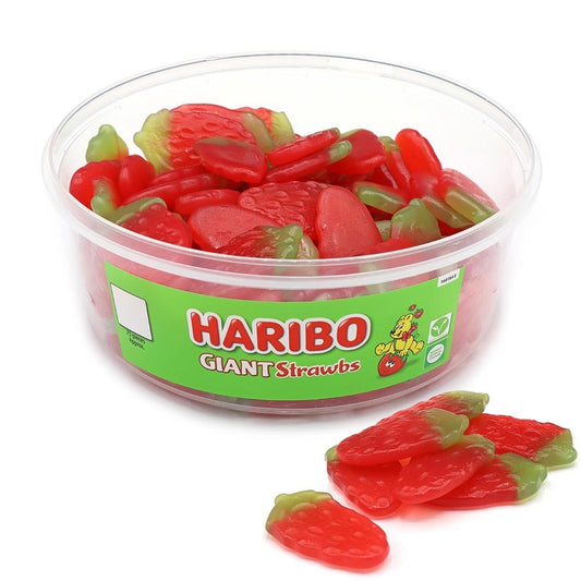 Haribo Giant Strawberries Sweets Tub 825g β Vegetarian Pick n Mix Treat for Chri