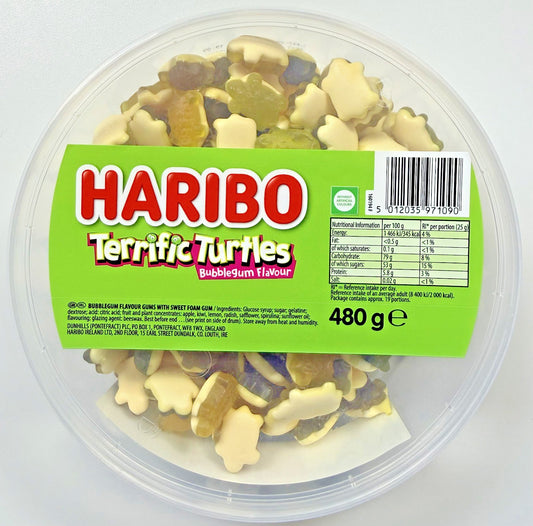 Haribo Terrific Turtles 480g Tub – Fruity Gummy Jelly Sweets – Party Share Treat