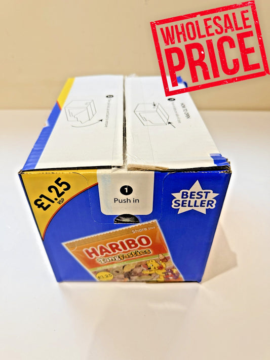 Haribo Tangfastics 12 x 140g Bags – Fizzy Gummy Sweets Wholesale Box – Tangy Mix