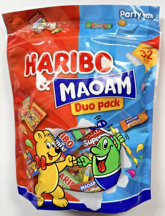 Haribo & Maoam Duo 450g Multipack Pouch – Fizzy Fruity Chewy Sweets Candy Gift